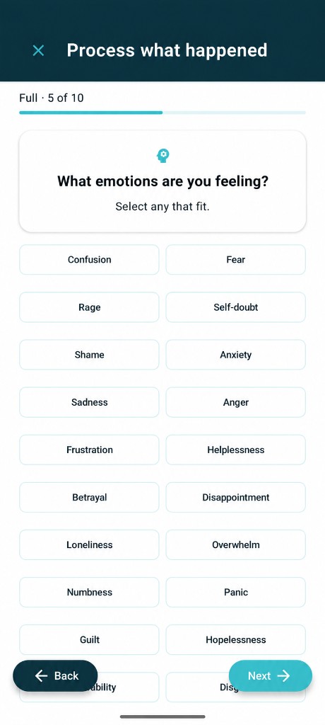 Process what happened: choosing the emotions you are feeling.